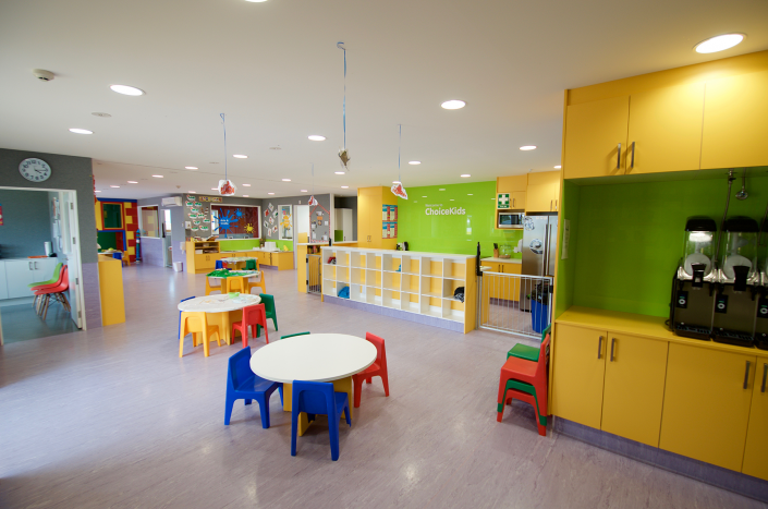 Builtwell ChoiceKids Childcare Auckland Eating area and inbuilt cabinetry built for the interior of an Auckland Childcare Centre