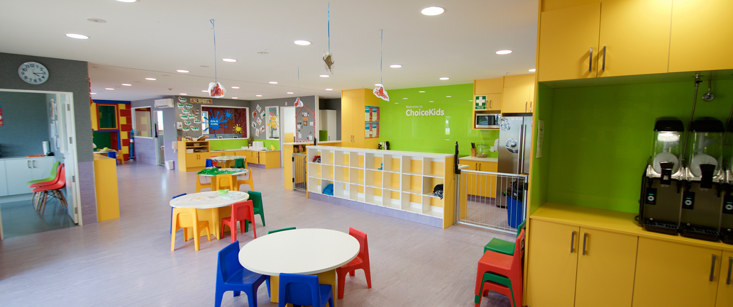 Eating area and inbuilt cabinetry built for the interior of an Auckland Childcare Centre