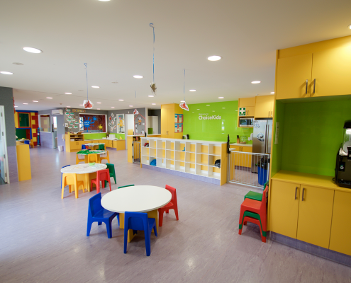 Eating area and inbuilt cabinetry built for the interior of an Auckland Childcare Centre