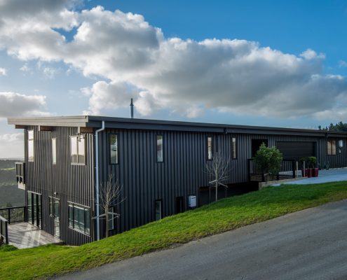 Outside view of the house with shadowclad cladding